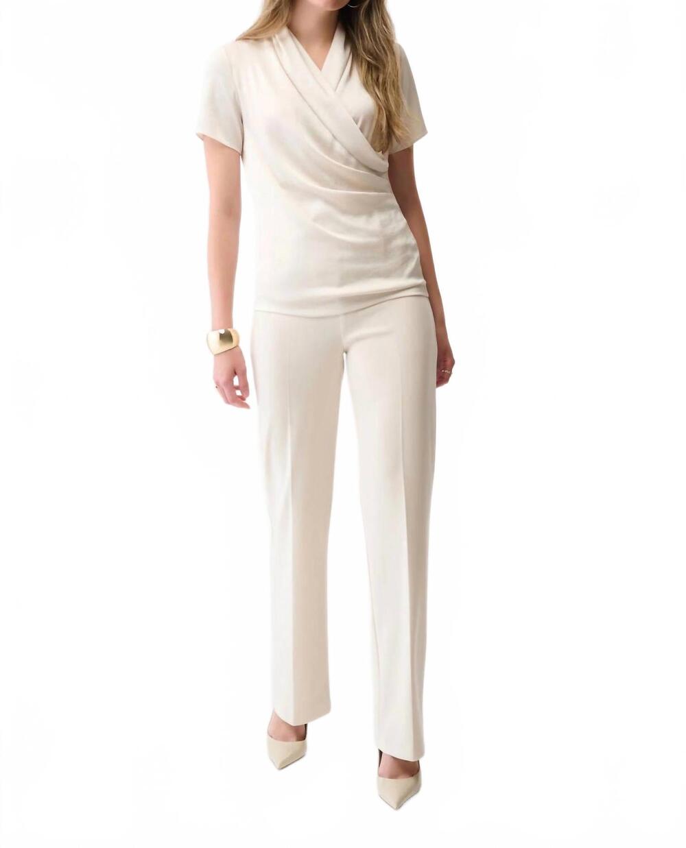 NEW JOSEPH RIBKOFF calliope classic wide-leg pants in moonstone